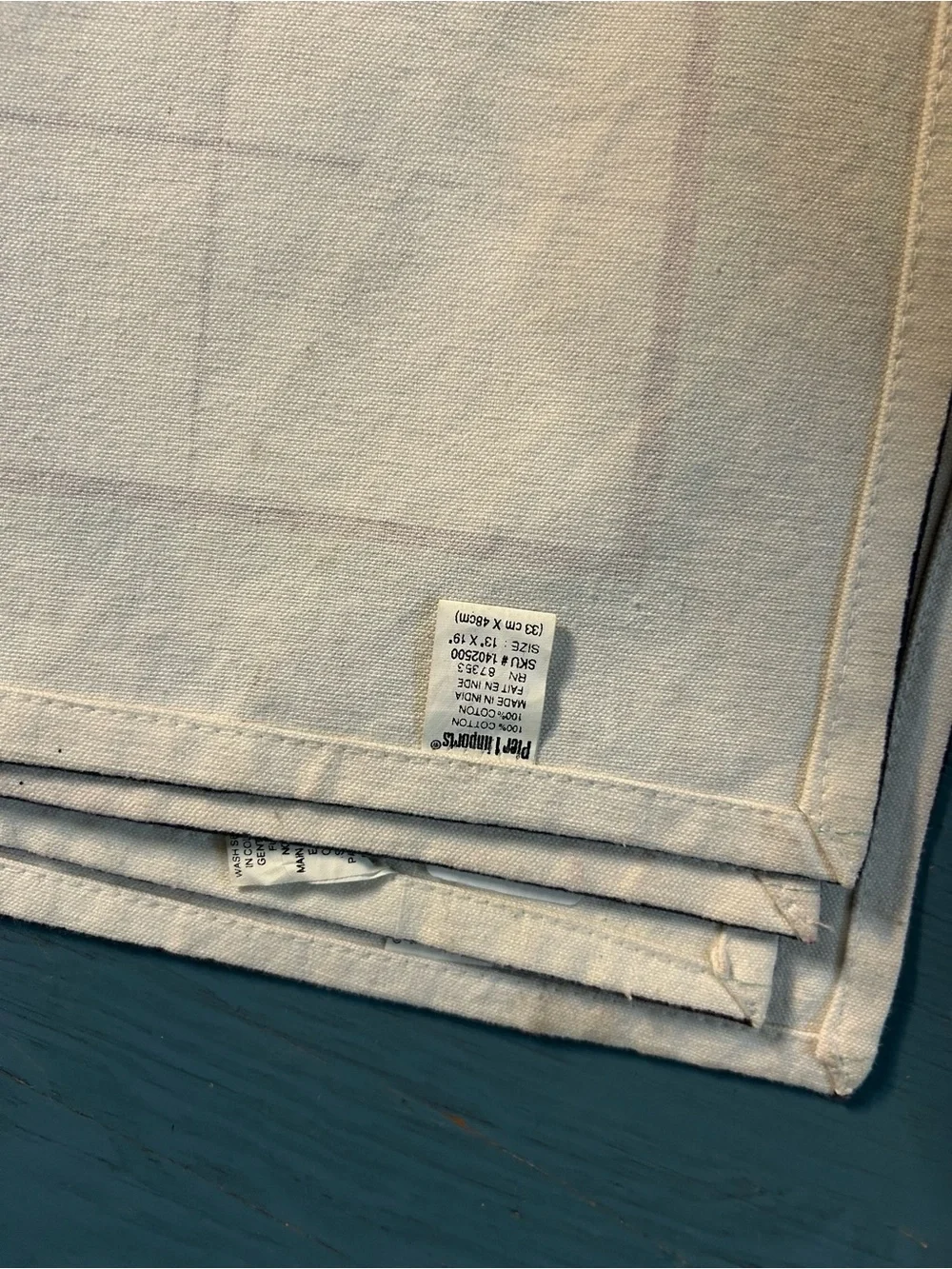 Pier 1 Mint Green and White Decorative Kitchen Placemats 13 x 19” - Set of 6 NOS